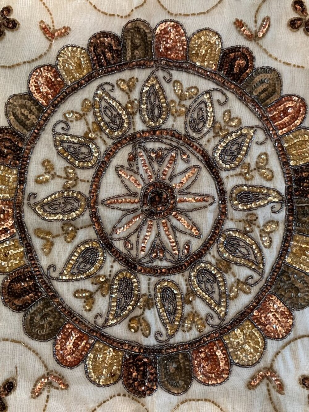 Handcrafted Beaded/Embroidered Table Overlay - Picture 7 of 9